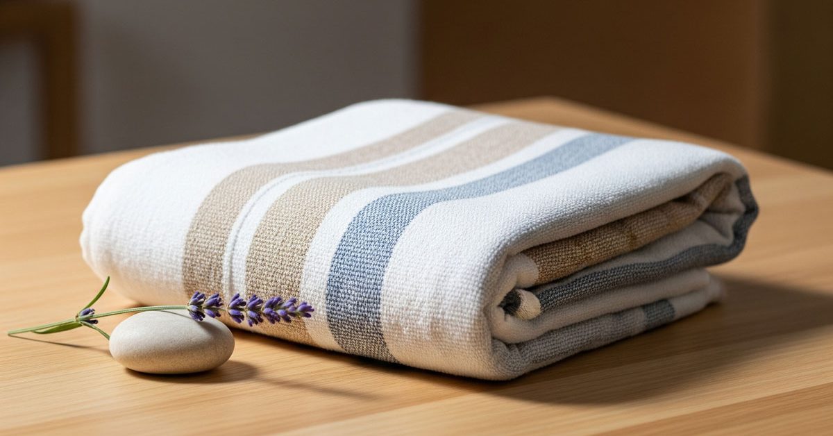 serviette fouta pour le spa et le bain dans un spa minimaliste en France